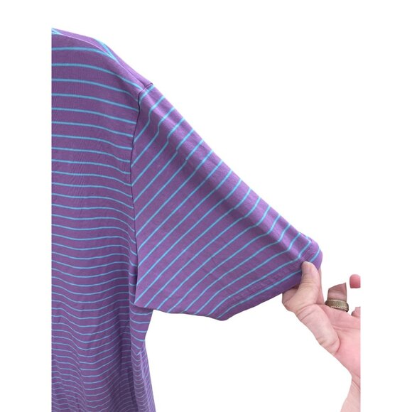 Peter Millar Mens Purple Green Striped Polo Golf Shirt XL SKU 8415 - Picture 7 of 9
